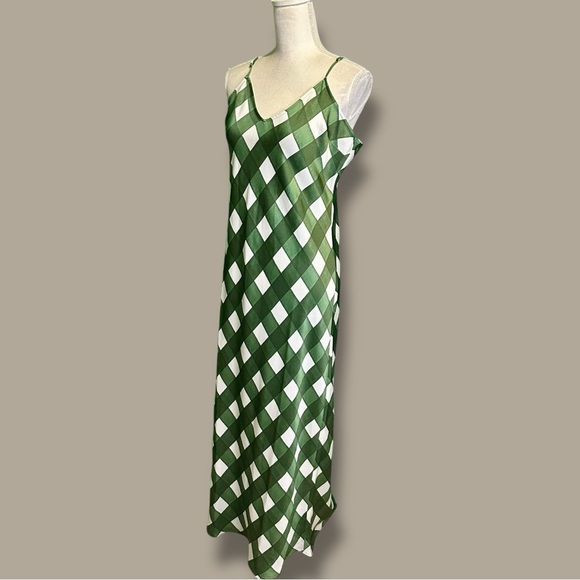 NWT Vineyard Vines ‘Silky Midi Slip Dress’ in “Cypress Green Gingham” Size Large - Picture 4 of 16